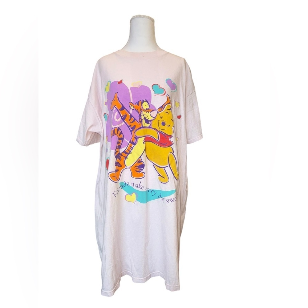 Vintage 90s Disney Winnie The Pooh & Tigger Friendship Nightgown Shirt One Size